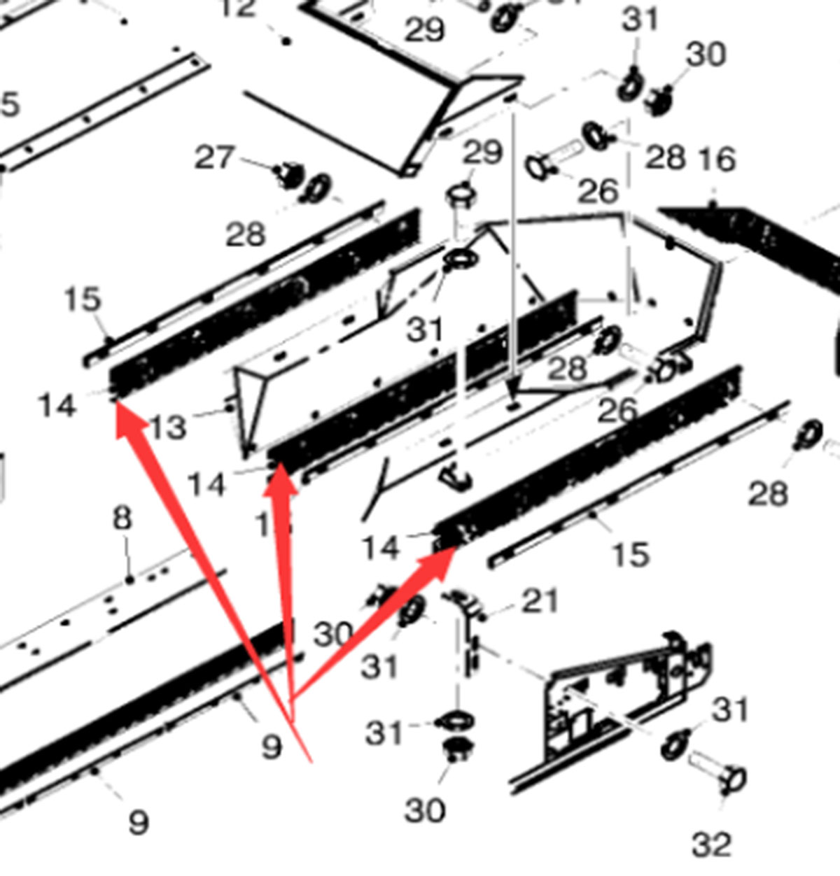 进口铣刨机次级橡胶导流板530